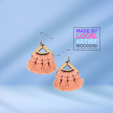 Macramé Earrings - Triangle Round - Unicorn Fart Productions